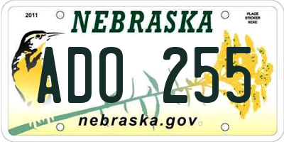 NE license plate ADO255