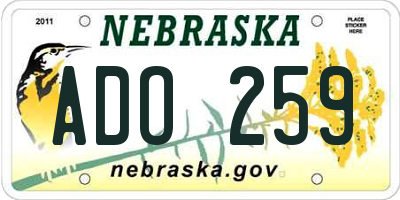 NE license plate ADO259