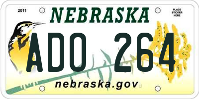 NE license plate ADO264