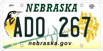 NE license plate ADO267