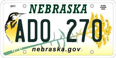 NE license plate ADO270