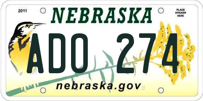 NE license plate ADO274