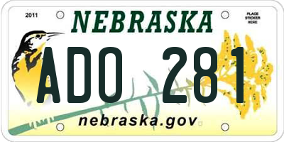 NE license plate ADO281