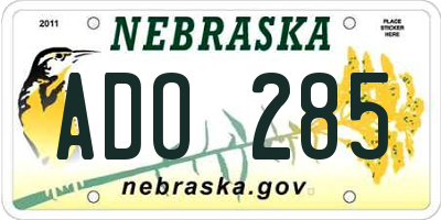 NE license plate ADO285