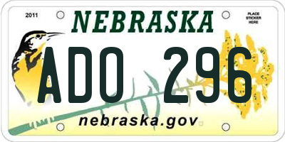 NE license plate ADO296