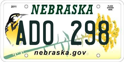 NE license plate ADO298