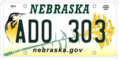 NE license plate ADO303