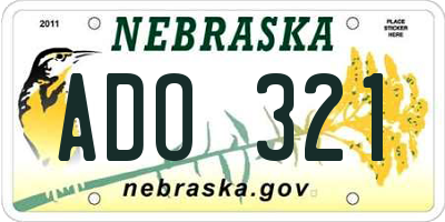 NE license plate ADO321