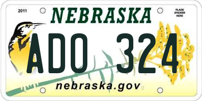 NE license plate ADO324