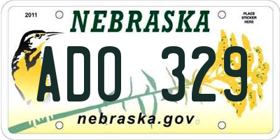 NE license plate ADO329