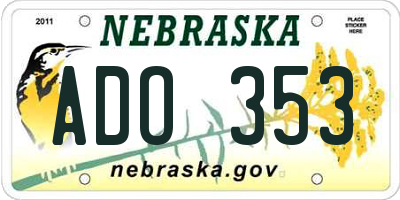 NE license plate ADO353