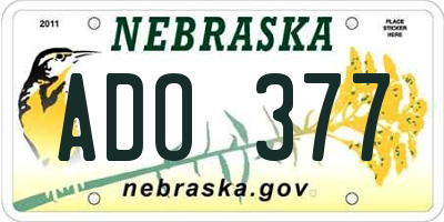 NE license plate ADO377