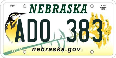 NE license plate ADO383