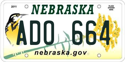 NE license plate ADO664