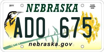 NE license plate ADO675