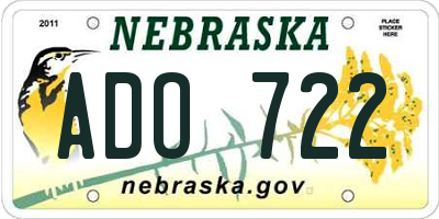 NE license plate ADO722