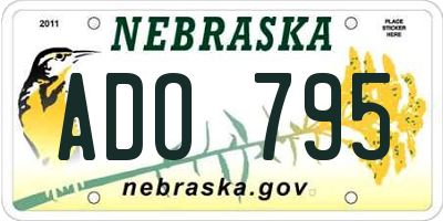 NE license plate ADO795