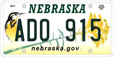 NE license plate ADO915