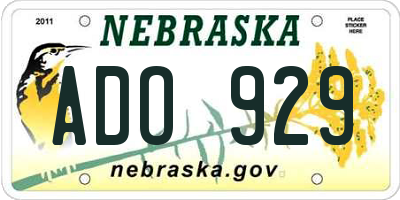 NE license plate ADO929