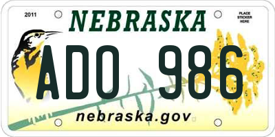 NE license plate ADO986
