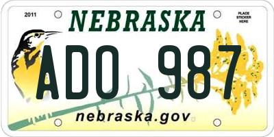 NE license plate ADO987