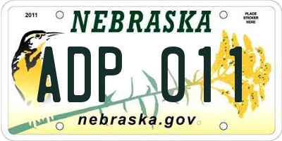 NE license plate ADP011