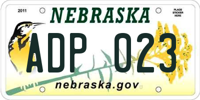 NE license plate ADP023