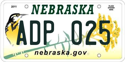 NE license plate ADP025