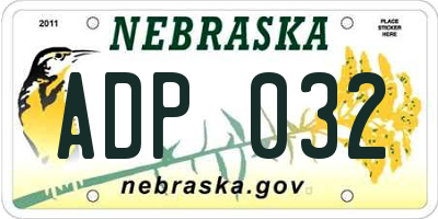 NE license plate ADP032