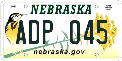 NE license plate ADP045