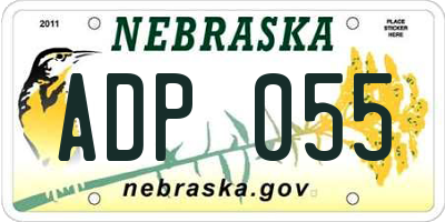 NE license plate ADP055