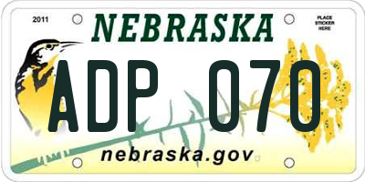 NE license plate ADP070