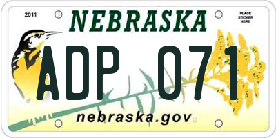 NE license plate ADP071