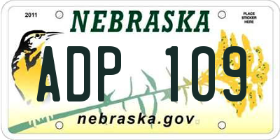 NE license plate ADP109