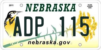 NE license plate ADP115