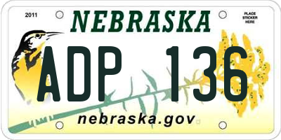 NE license plate ADP136