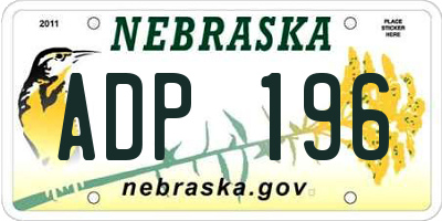 NE license plate ADP196
