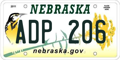 NE license plate ADP206