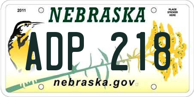 NE license plate ADP218