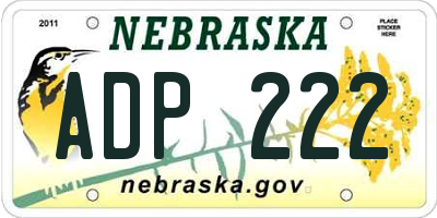NE license plate ADP222