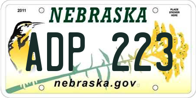 NE license plate ADP223