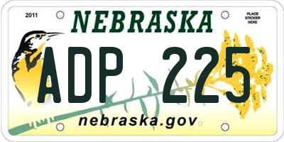 NE license plate ADP225