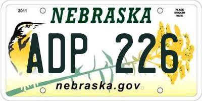 NE license plate ADP226
