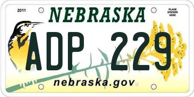 NE license plate ADP229