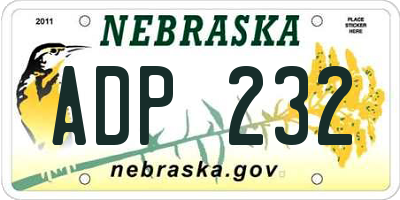 NE license plate ADP232