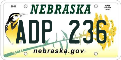 NE license plate ADP236