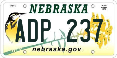 NE license plate ADP237