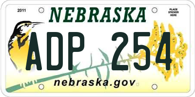 NE license plate ADP254