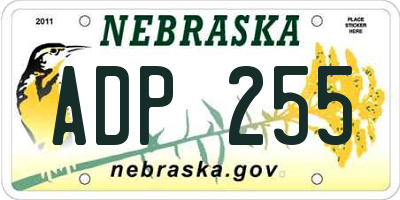 NE license plate ADP255