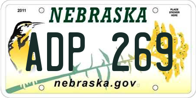 NE license plate ADP269